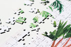 Peaceful Morocco jigsaw puzzle partially completed with edge close up.